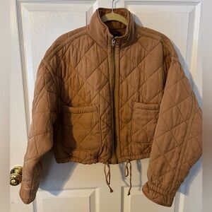 BlankNYC Quilted Jacket Small Chai Tea, Drawstring waist